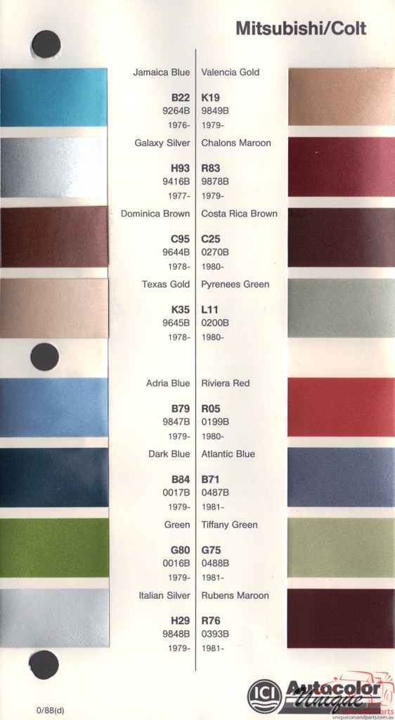 1976 - 1983 Mitsubishi Paint Charts Autocolor